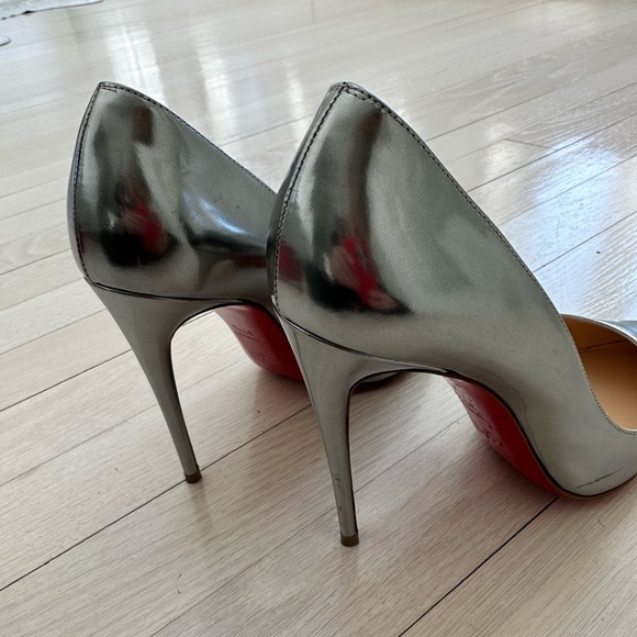 Christian Louboutin Silver Pigalle Follies 100mm Pumps Size 37.5 - Picture 10 of 14